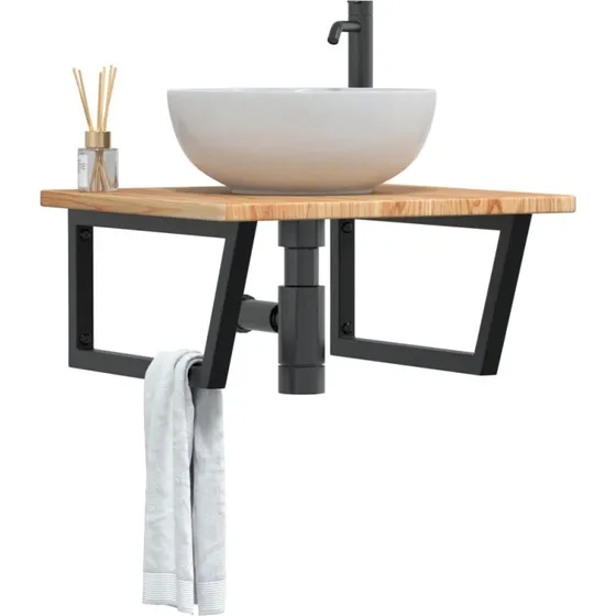 vidaXL vghngt badevrelseshylde i stl og massivt egetr