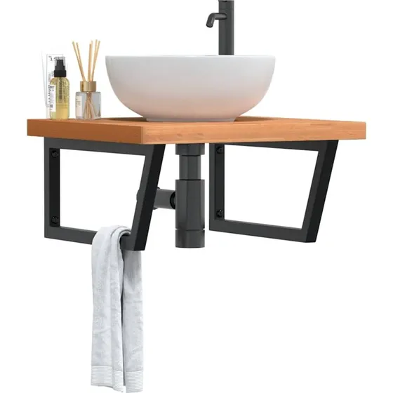 vidaXL vghngt hylde i stl med top i massivt bgetr