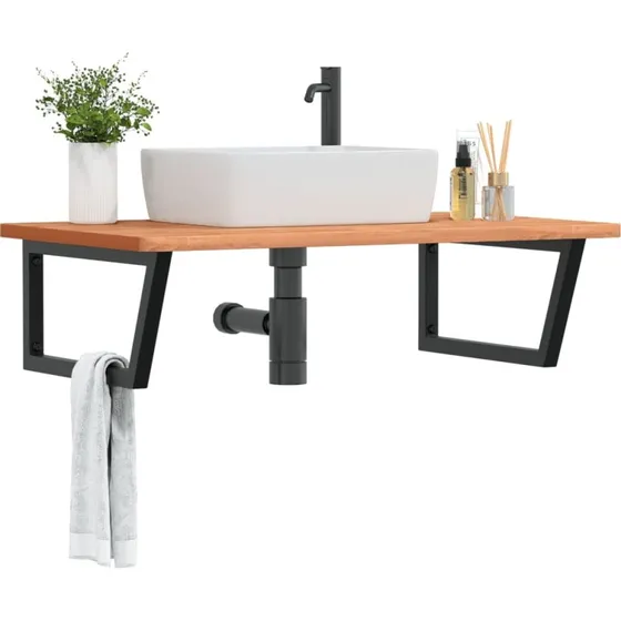 vidaXL vghngt badevrelseshylde i stl og massivt bgetr