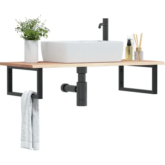 vidaXL vghngt badevrelseshylde i stl og massivt egetr