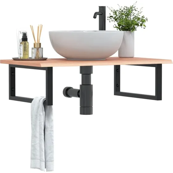 vidaXL vghngt badevrelseshylde i stl med top i massivt egetr