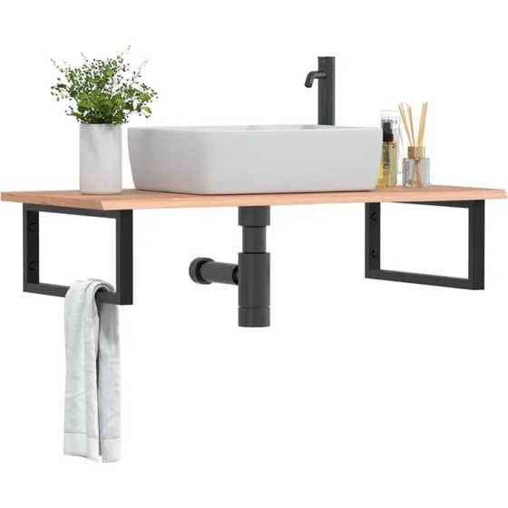 vidaXL vghngt badevrelseshylde i stl og massivt egetr