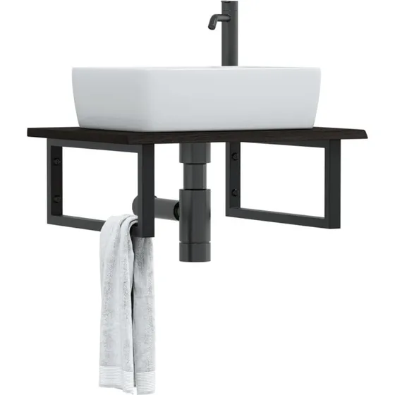 vidaXL badevrelseshylde i stl og massivt egetr 6050 cm (mrkebrun/sort)