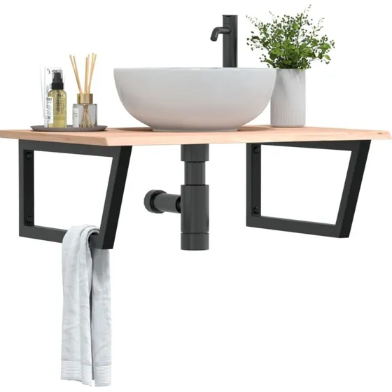 vidaXL vghngt badevrelseshylde i stl og massivt egetr