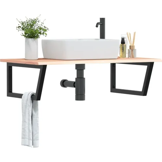 vidaXL vghngt badevrelseshylde i stl og massivt egetr