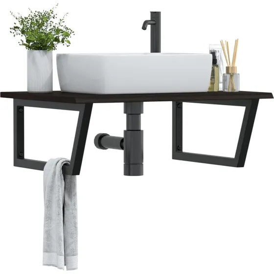 vidaXL badevrelseshylde i massivt egetr 8060 cm, sort stl