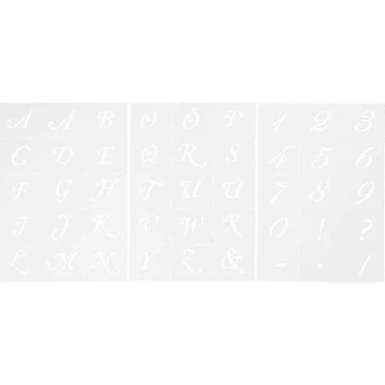 Skabeloner - Bogstaver og tal A5 (20–30 mm) – 3 ark