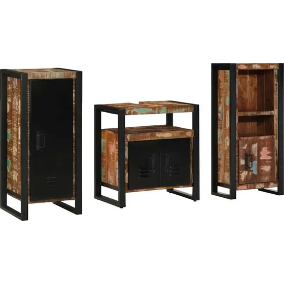 vidaXL Badevrelsesst 3 stk mnstret/sort genbrugstr