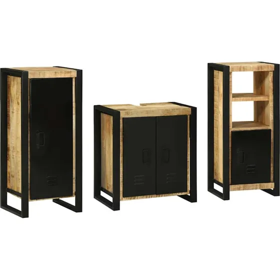 vidaXL Badevrelsesmbel st 3 dele Brun/Sort i massivt mangotr