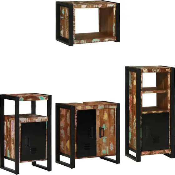 vidaXL Badevrelsesmbel st 4 stk mnstret/sort i solid genbrugstr