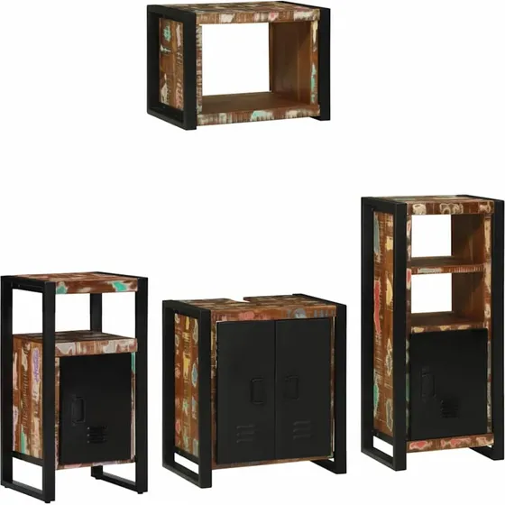 vidaXL Badevrelsesmbel st 4 dele Mnstret sort, genbrugt tr