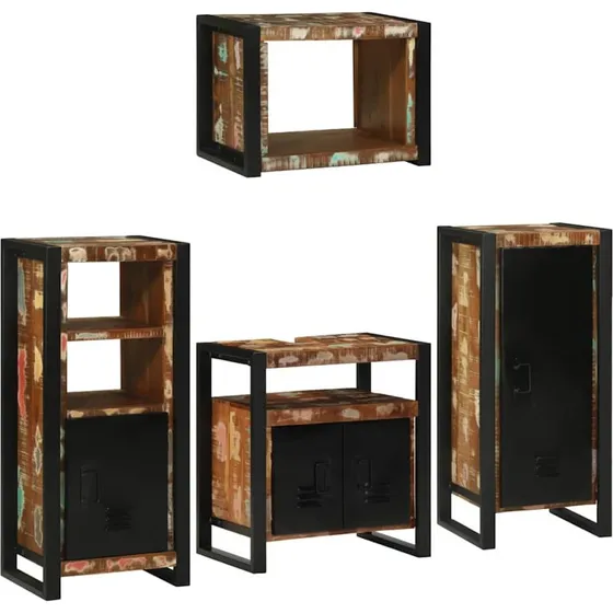 vidaXL Badevrelsesst 4 dele, flerfarvet massiv genbrugstr