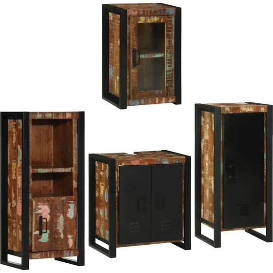 vidaXL Badevrelsesmbelst 4 dele, flerfarvet solid genvundet tr