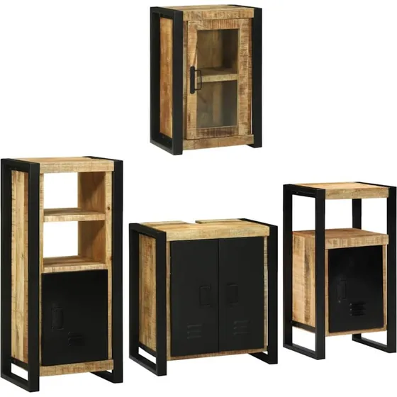 vidaXL Badevrelsesmbelst vgmonteret 4 dele brun massivt mangotr