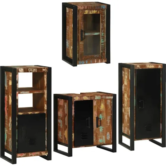 vidaXL Badevrelsesmbelst 4 dele, flerfarvet solid genvundet tr