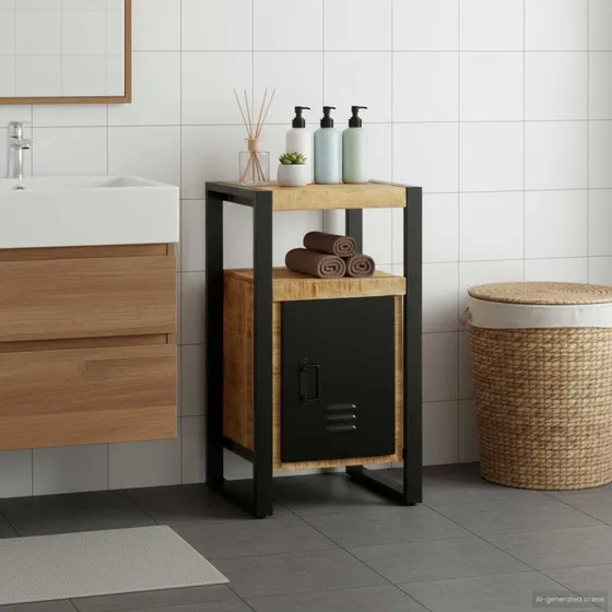 vidaXL Badeværelsesskab i massivt mangotræ, brun 40×35×75 cm