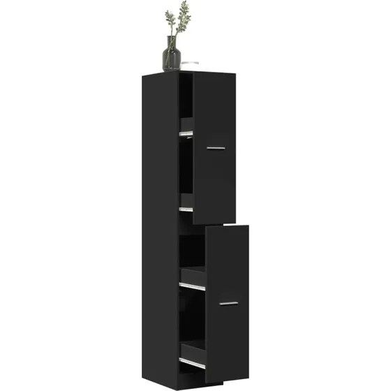 vidaXL apotekerskab 30x41x174,5 cm konstrueret træ, sort