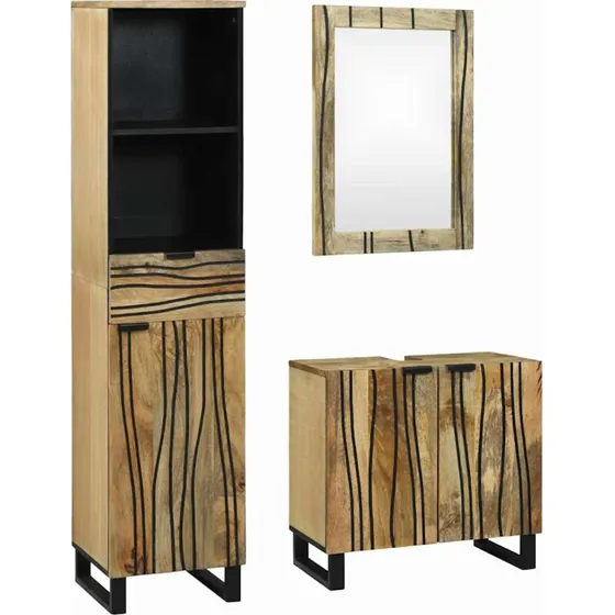 vidaXL Badevrelsesmbelst 3 dele Brun, konstrueret tr