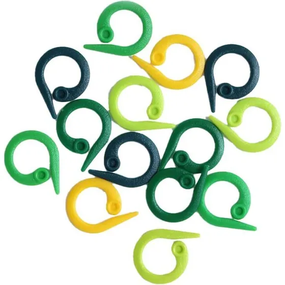 KnitPro Maskemarkører Åbne plast, assorterede grønne/gule