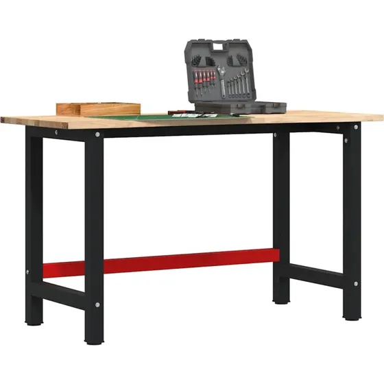 vidaXL Arbejdsbnk 140x60x81,5 cm i massivt egetr