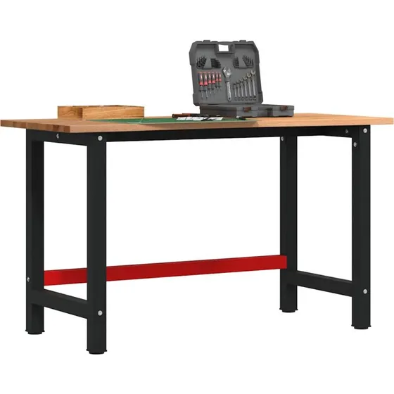 vidaXL Arbejdsbnk 140x60x81,5 cm massivt egetr lysebrun