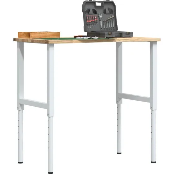 vidaXL arbejdsbnk i massivt egetr 100x60x71,5-98 cm