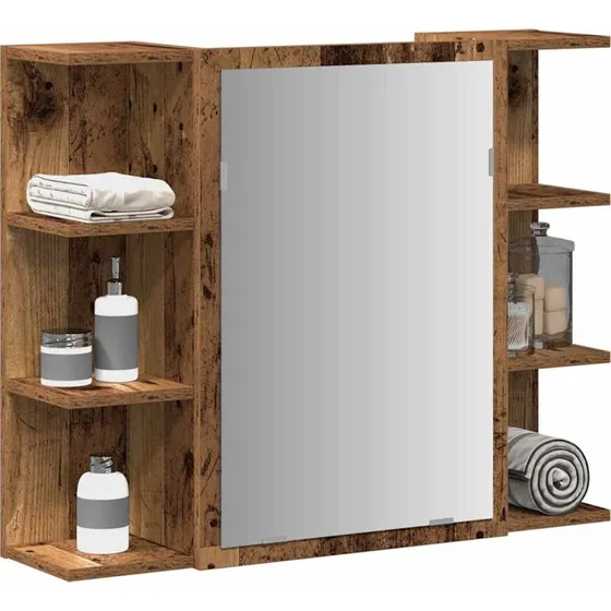 vidaXL badevrelsesskab med spejl i konstrueret antikt tr