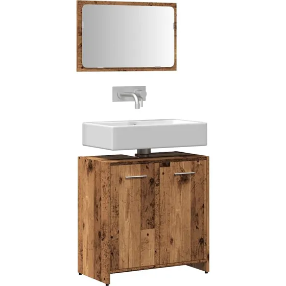 vidaXL vghngt badevrelsesskab med spejl, antikt tr