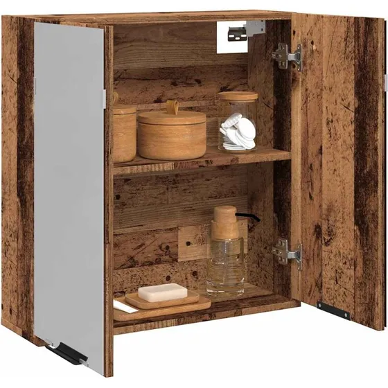 vidaXL Badeværelsesskab med spejl i konstrueret træ - Gammelt trælook