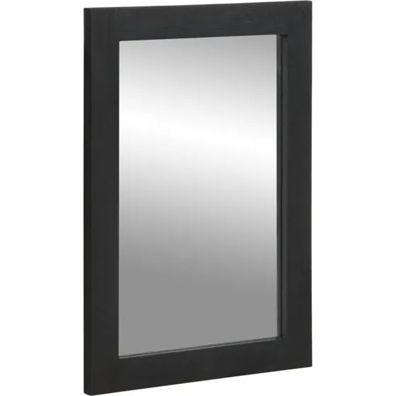 Badeværelsesspejl 50x70x2,5 cm – sort ramme i konstrueret træ & messing