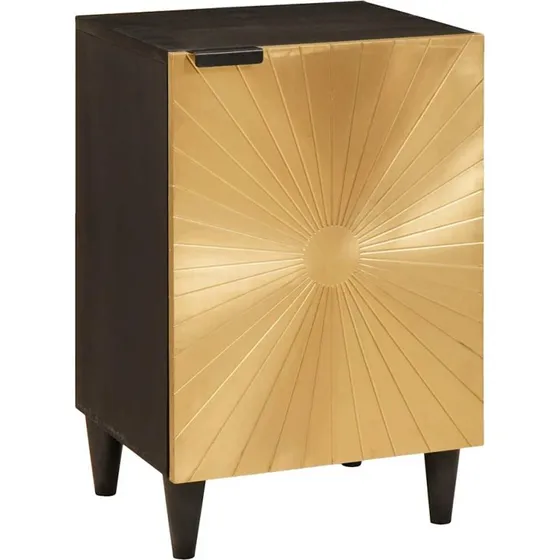 vidaXL Badeværelsesskab Sort/Guld 38 x 33 x 58 cm - Massivt mangotræ