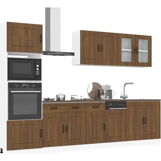vidaXL 7-delt køkkenskabssæt Kalmar, brun eg (konstrueret træ)