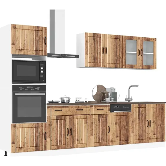 vidaXL 7-dele kkkenskabsst Kalmar, antikt konstrueret tr