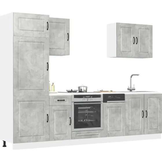 vidaXL Kalmar 7-dele køkkenskabssæt – beton grå, konstrueret træ