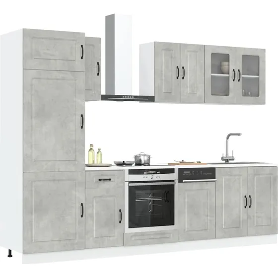 vidaXL Kalmar 8-dele køkkenskabssæt – beton grå