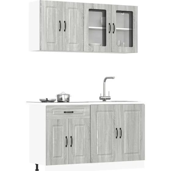 vidaXL Kalmar 4-dele kkkenskabsst - Gr Sonoma-eg (konstrueret tr)