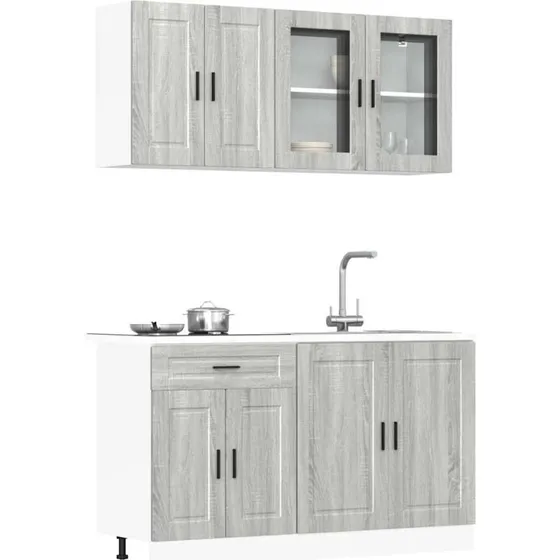 vidaXL Porto 4-delt kkkenskabsst, gr Sonoma