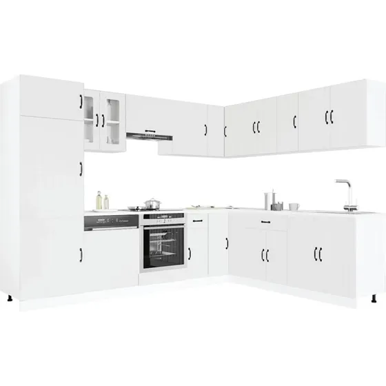 vidaXL Lucca 14-delt køkkenskabssæt, hvid konstrueret træ