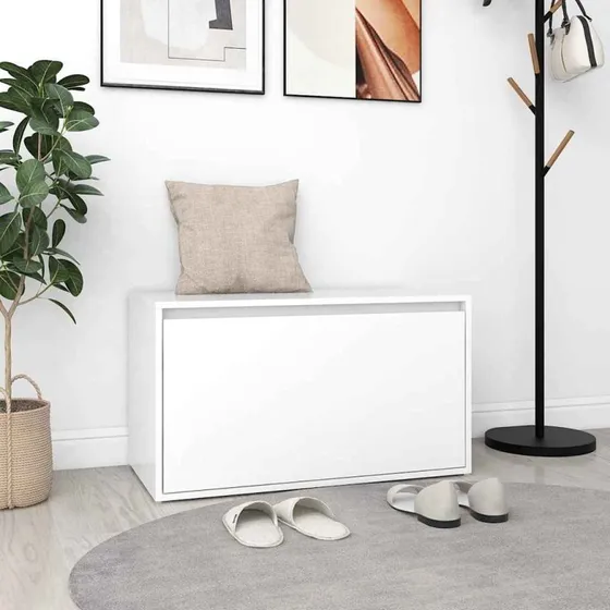 vidaXL entrébænk 80x40x45 cm hvid, konstrueret træ