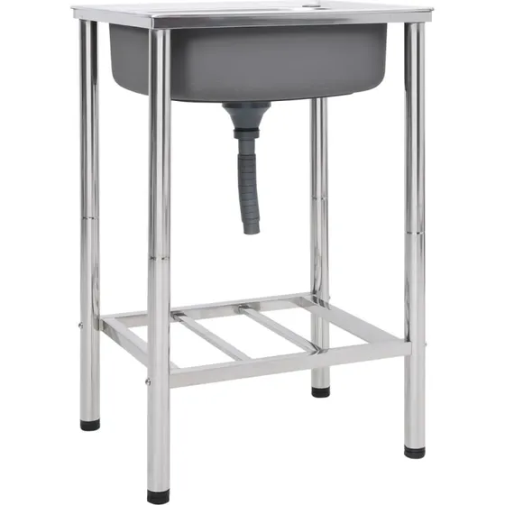 vidaXL campingvask i rustfrit stål 55x45x18 cm - enkelt vask