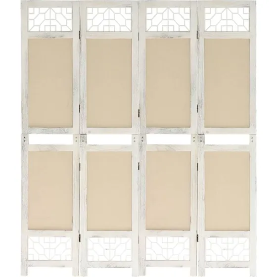 vidaXL 4-panel rumdeler 140x165 cm stof, creme