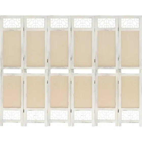 vidaXL 6-panels rumdeler 210x165 cm stof creme