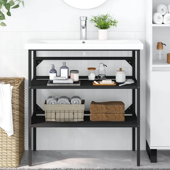 vidaXL badevrelsesmbel til hndvask 79x38x83 cm sort jern