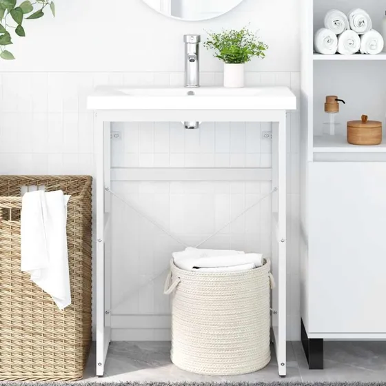 vidaXL hndvaskestel i jern 59x38x83 cm hvid