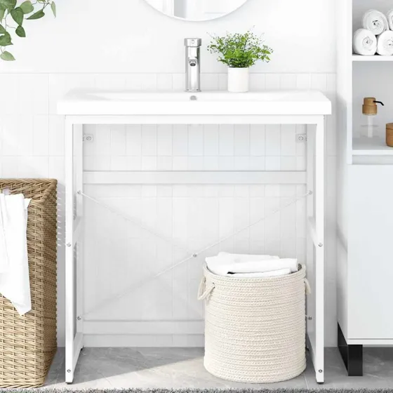 vidaXL håndvaskestel i jern 79x38x83 cm – hvid