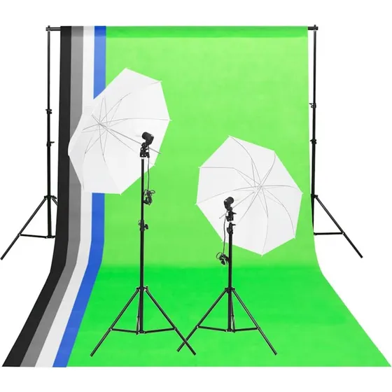 vidaXL fotolamper med baggrundst og paraplyer (max 300 cm)
