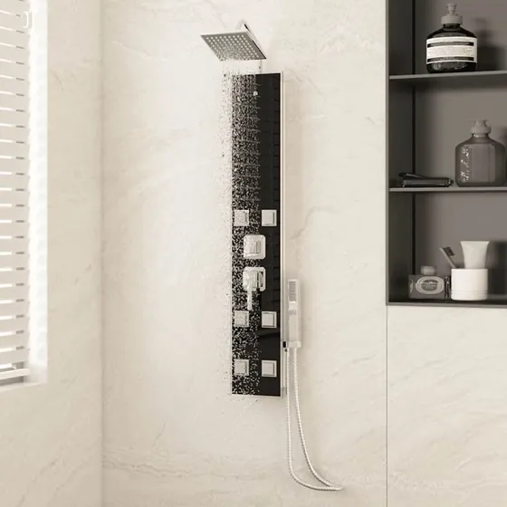 vidaXL brusepanel 18x45,5x130 cm glas sort