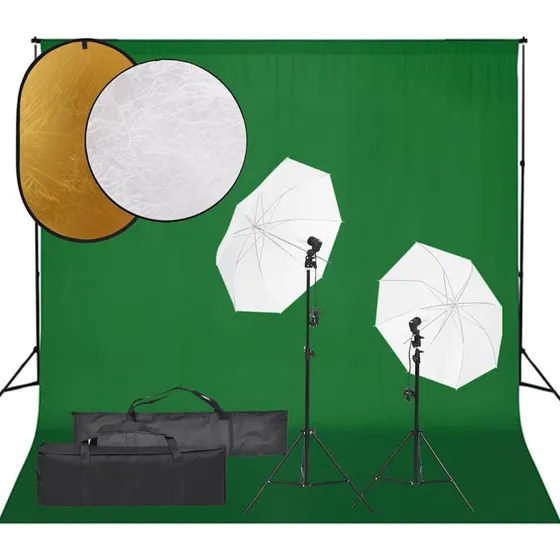 vidaXL fotostudiest med 5500K lampest, baggrund og reflektor