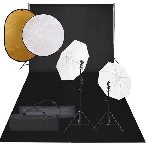 vidaXL fotostudiest 5500K med baggrund og reflektor