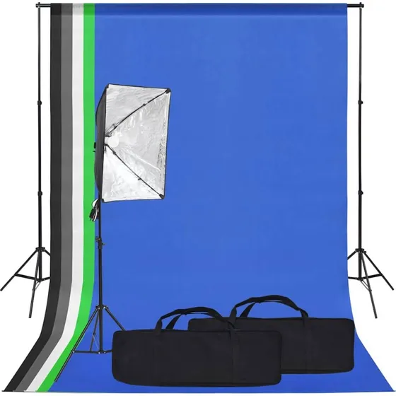 vidaXL Fotostudiest med softbox 5500K og baggrund
